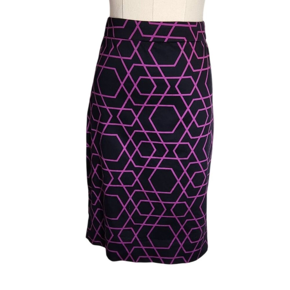 J. Crew Factory Purple Geometric Pencil Skirt